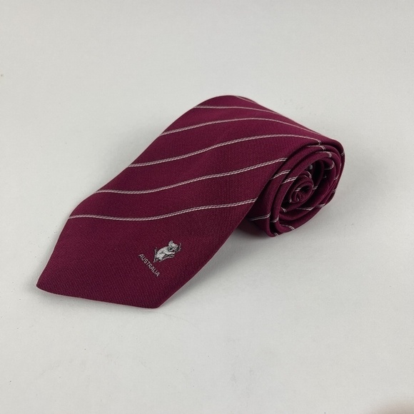 Australia Mens Tie Red Koala Striped - Picture 6 of 6
